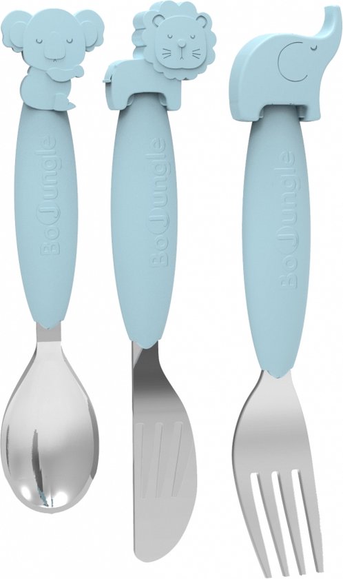 Bo Jungle siliconen vork, mes en lepel set