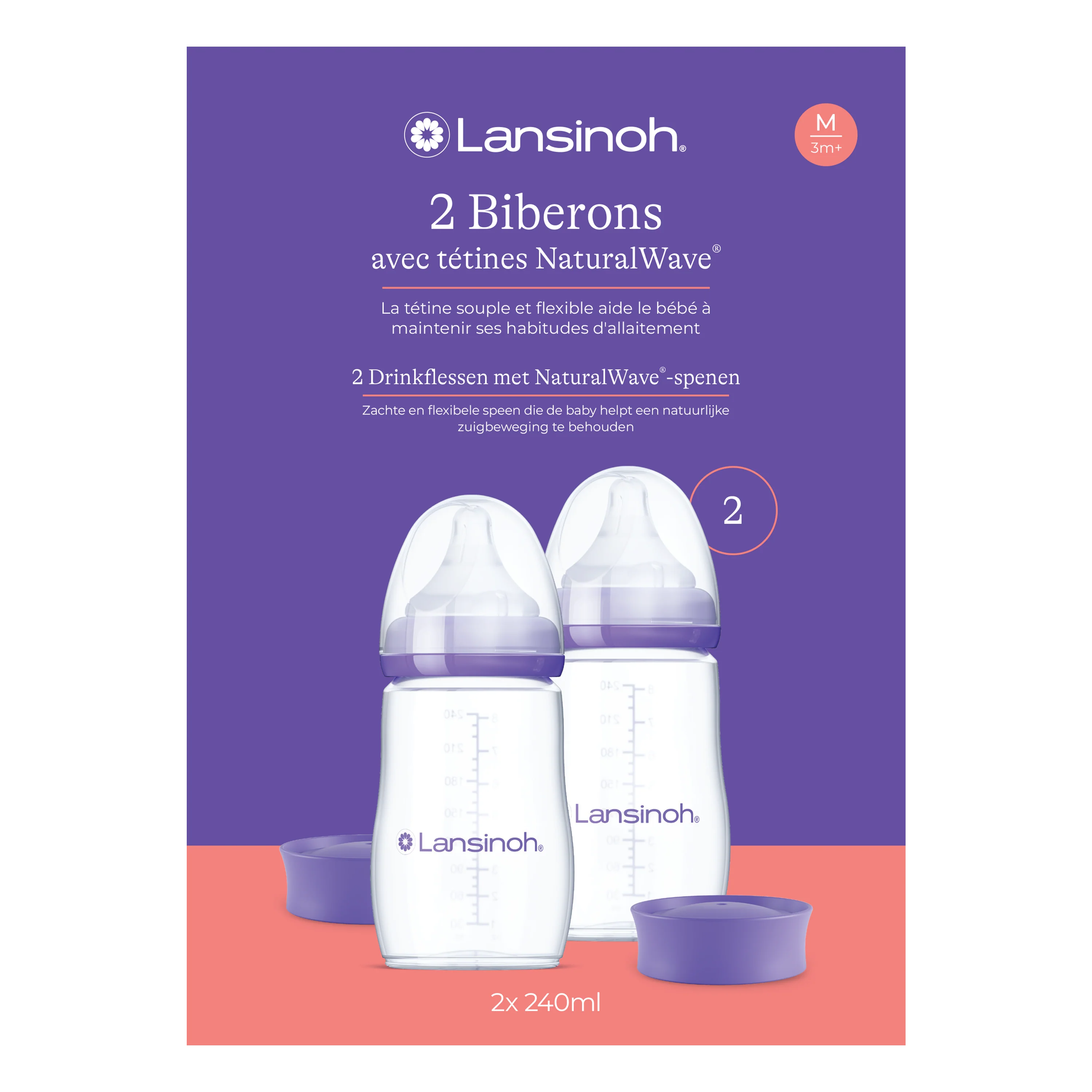 Lansinoh - 2 Drinkflessen & NaturalWave® spenen 240ml