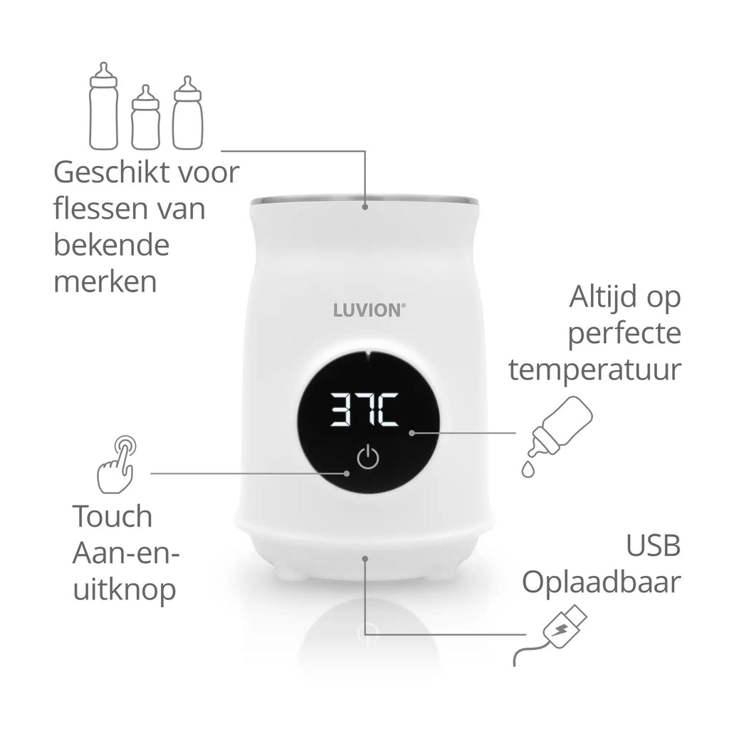 Luvion draagbare flessenwarmer - wit