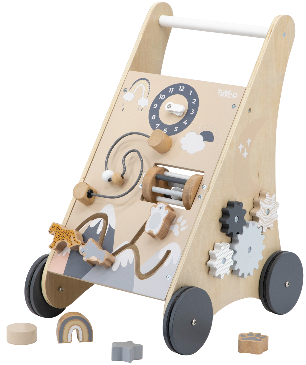 Tryco - Houten activiteiten Loopwagen met blokken