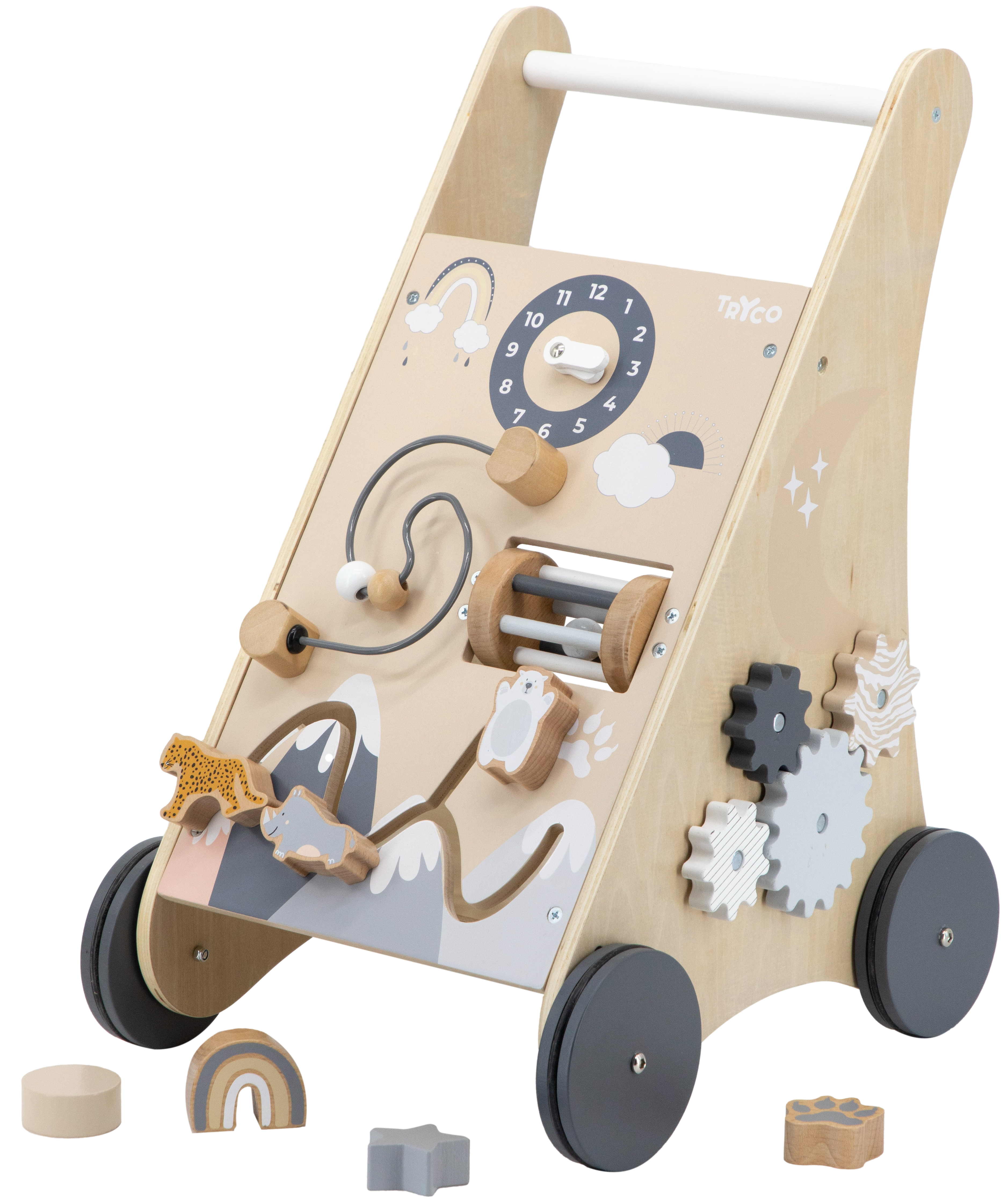Tryco - Houten activiteiten Loopwagen met blokken